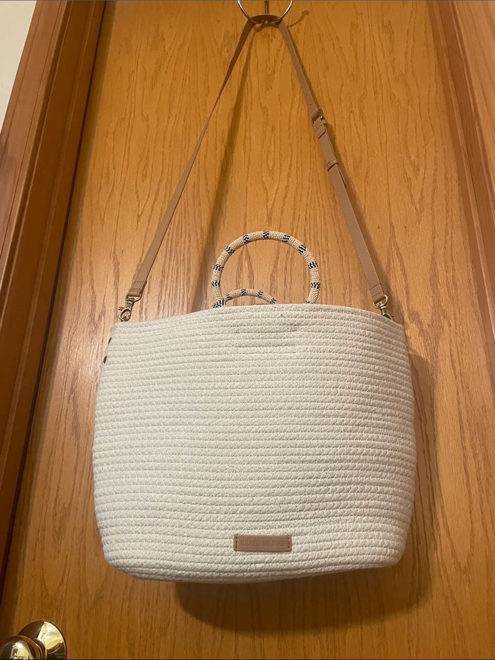 Elizabeth and James Cream tote with adjustable removable strap
